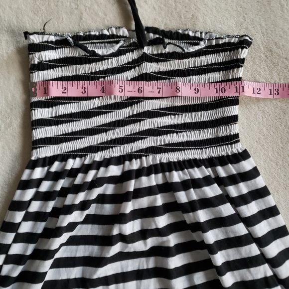 Black White Striped Halter Tube Dress - Picture 5 of 8